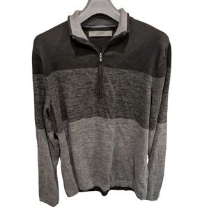 Vintage REI Sweater  Large Striped Tonal 1/4 Zip Pullover‎ Cotton Blend